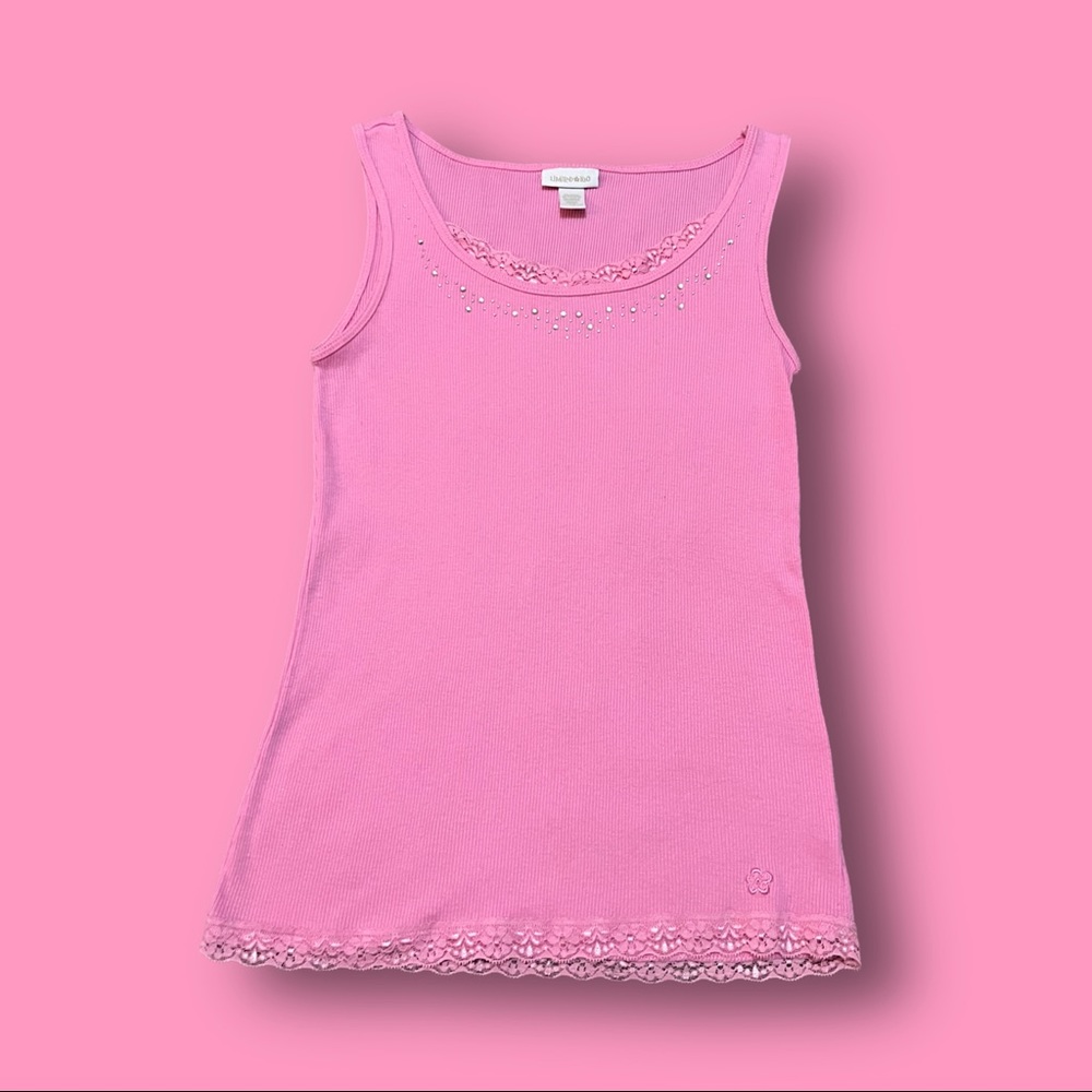 pink lace tank top with rhinestones!!